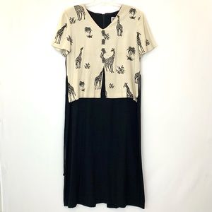Vintage Dawn Joy long dress giraffe animal print